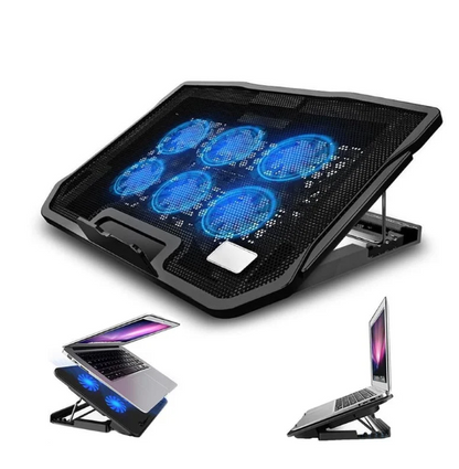 DUO TECH: COOLER PARA LAPTOP 6 VENTILADORES RGB + KIT DE LIMPIEZA PORTATIL MULTIFUNCIÓ