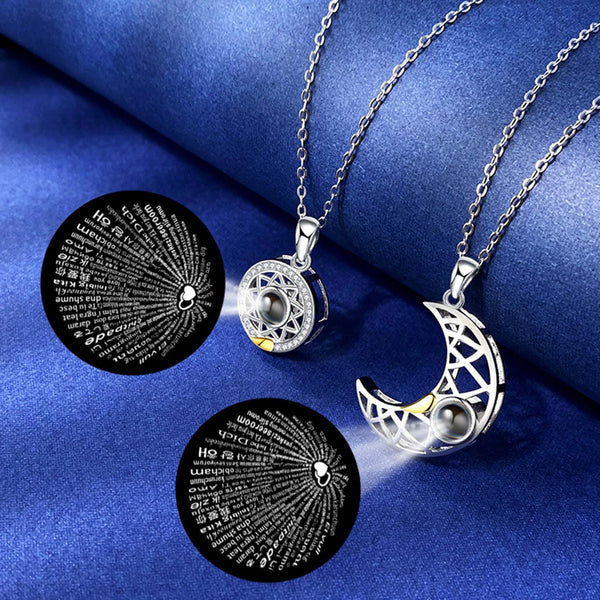 Collar Magnético Sol y Luna con Proyección “Te Amo” en 100 Idiomas
